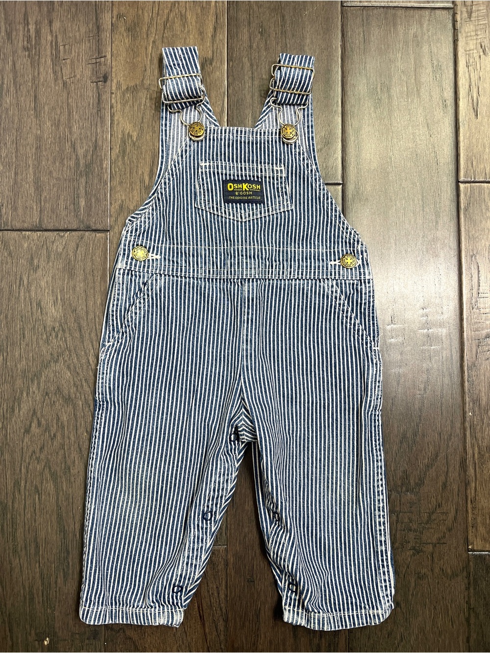 Vintage OshKosh B'gosh Hickory Railroad Stripe Denim Overalls Vestbak 18M